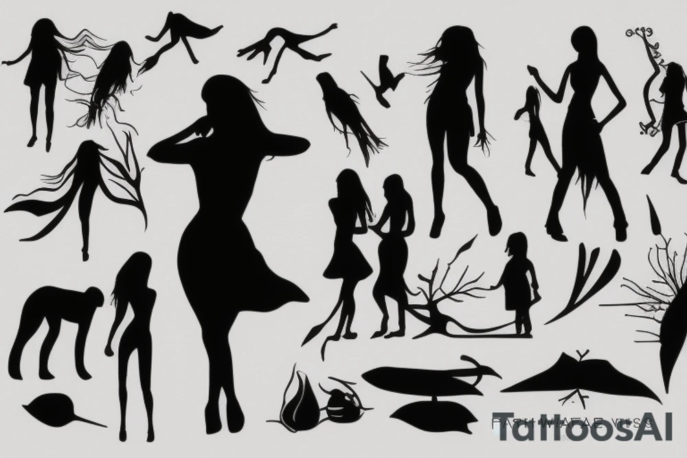 Three Women silhouette tattoo idea