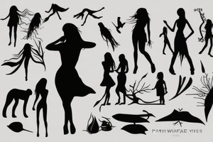 Three Women silhouette tattoo idea
