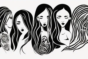 Three Women head silhouettes tattoo idea