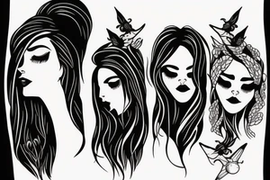 Three Women head silhouettes tattoo idea