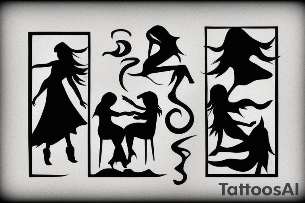 Three sisters silhouette tattoo idea