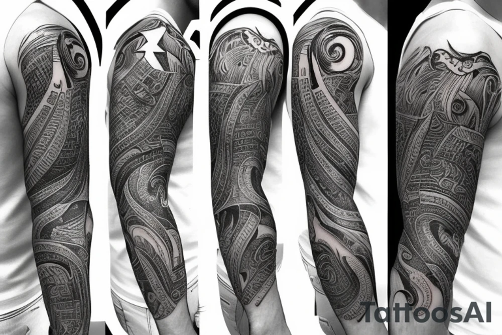 Texas inspired shoulder to mid sleeve tattoo tattoo idea