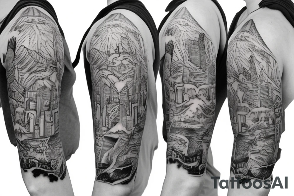 Texas inspired shoulder to mid sleeve tattoo tattoo idea