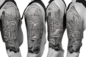 Texas inspired shoulder to mid sleeve tattoo tattoo idea