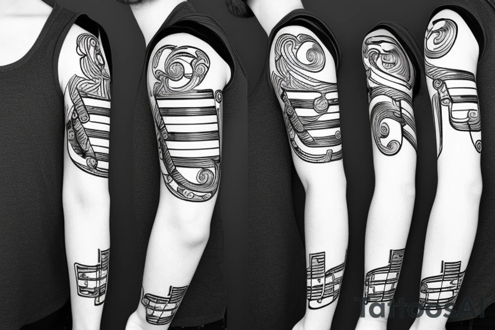 Shoulder to mid sleeve Texas with piano keys tattoo idea