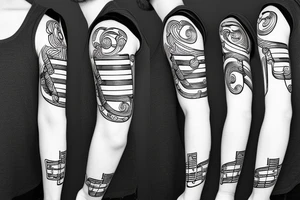Shoulder to mid sleeve Texas with piano keys tattoo idea