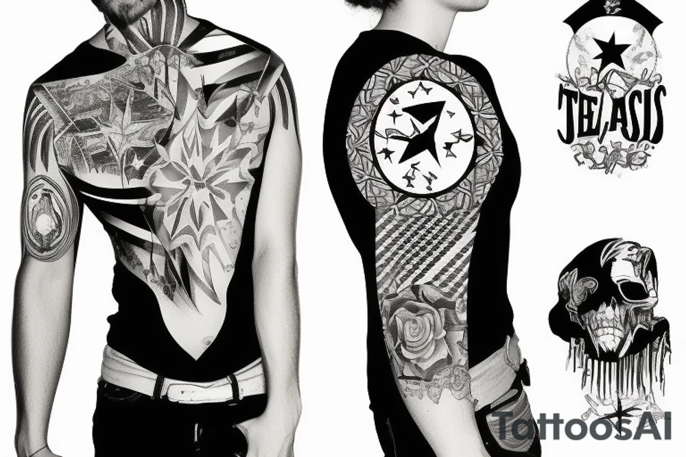Shoulder to mid sleeve Texas flag tattoo idea