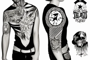 Shoulder to mid sleeve Texas flag tattoo idea