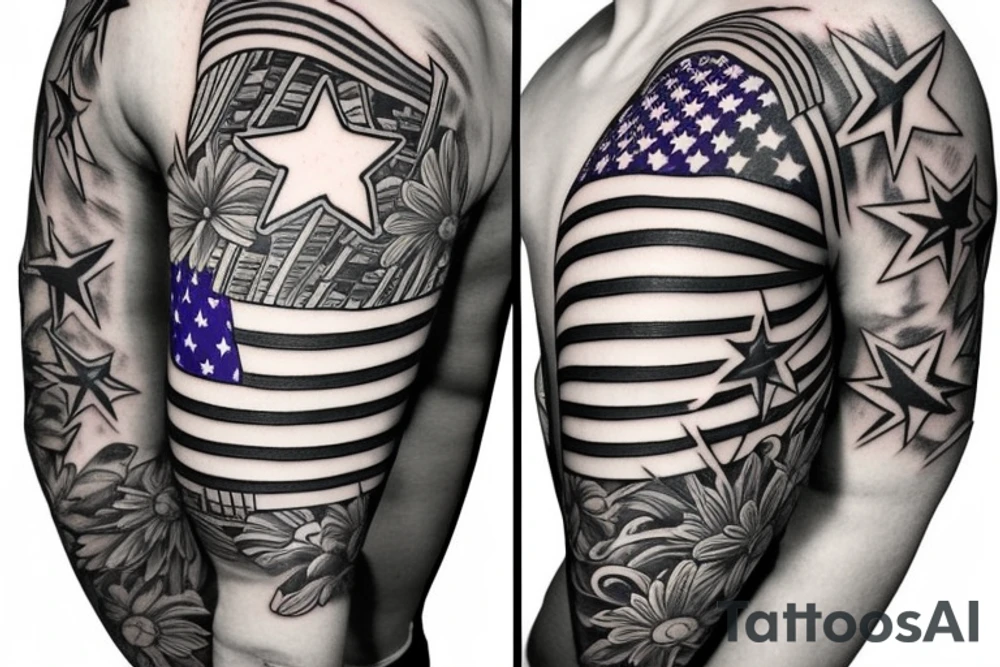 Half sleeve with Texas flag and piano keys tattoo idea