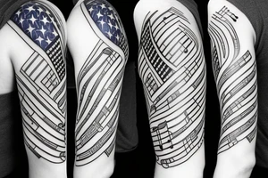 Half sleeve with Texas flag and piano keys tattoo idea