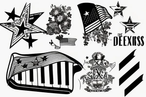 Half sleeve with Texas flag and piano keys tattoo idea