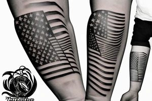 Half sleeve with Texas flag and piano keys tattoo idea