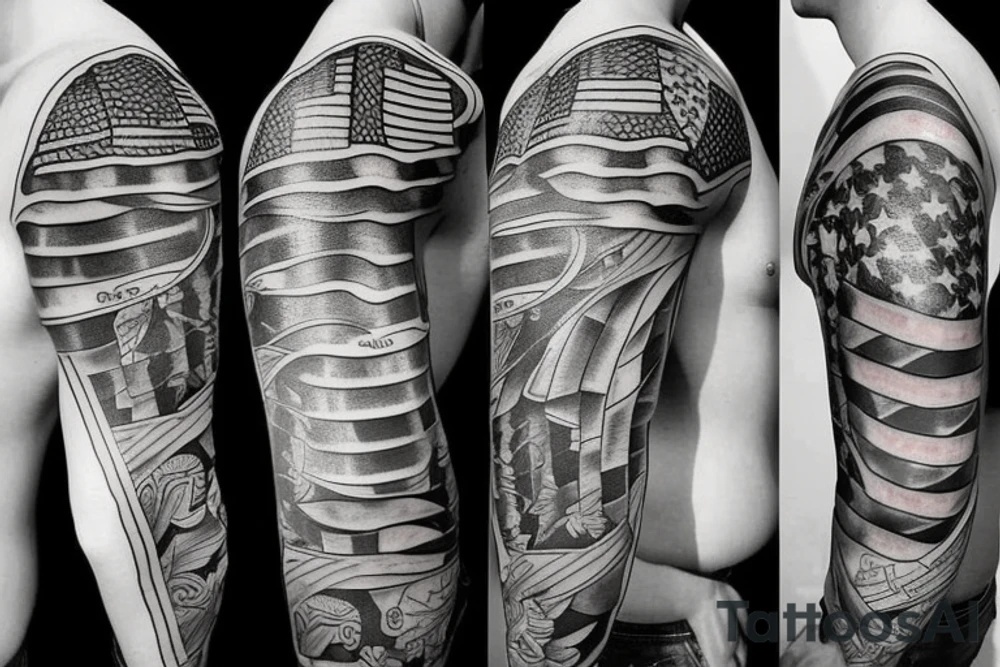 Half sleeve patriotic tattoo idea