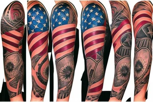 Half sleeve patriotic tattoo idea
