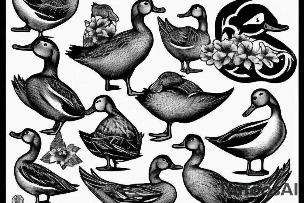 Shoulder outdoor with ducks tattoo idea