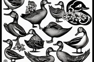 Shoulder outdoor with ducks tattoo idea