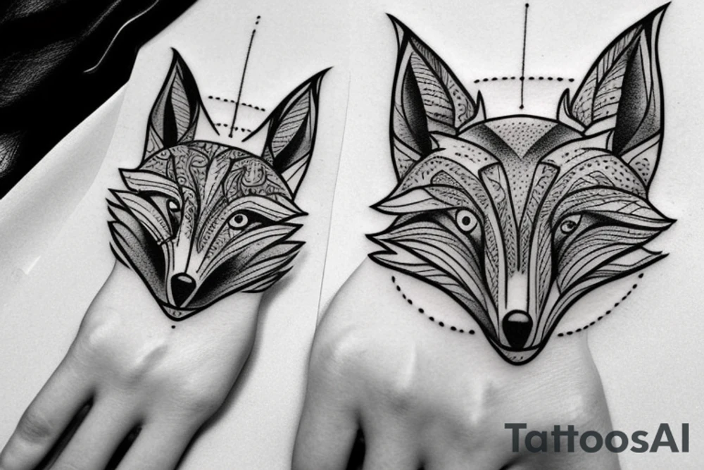 fox on whole hand tattoo idea