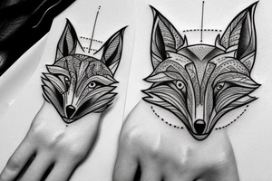 fox on whole hand tattoo idea