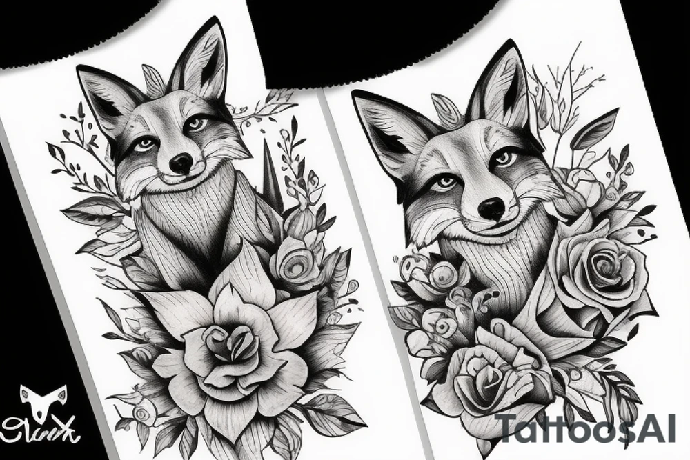 fox on whole hand tattoo idea