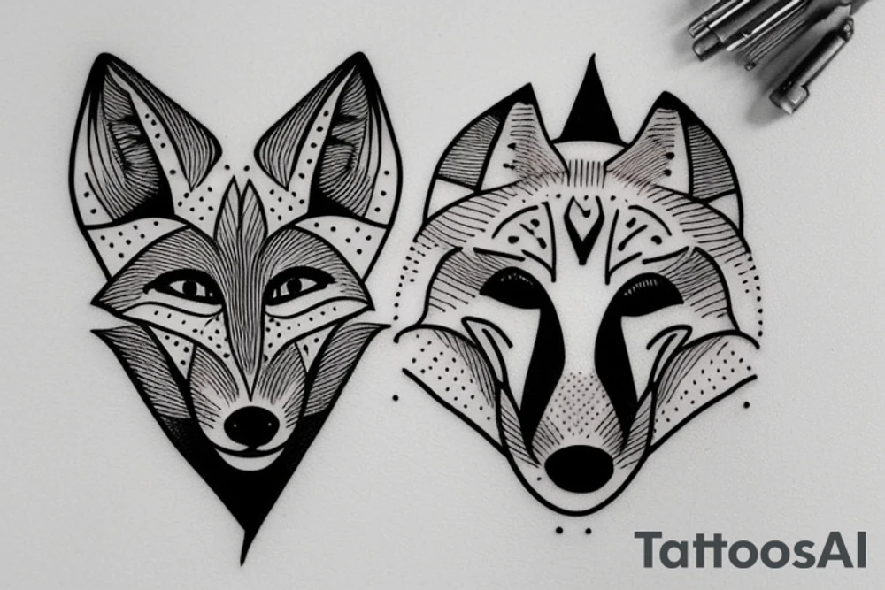 fox on whole hand tattoo idea