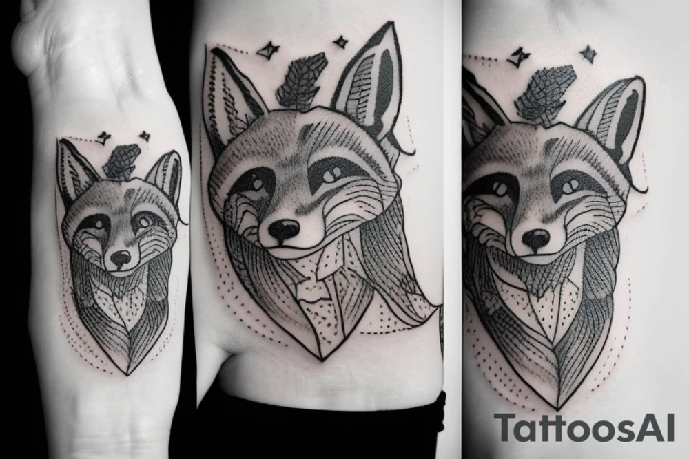 fox on whole hand tattoo idea