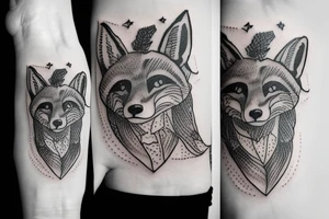 fox on whole hand tattoo idea