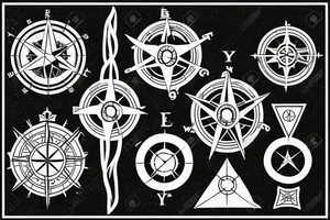 lion, compass rose, year 1979, Amsterdam crosses, tattoo idea