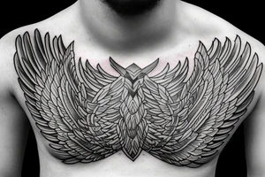 Phoenix spreading wings and rising from ashes Chest Tattoo Male tattoo idea