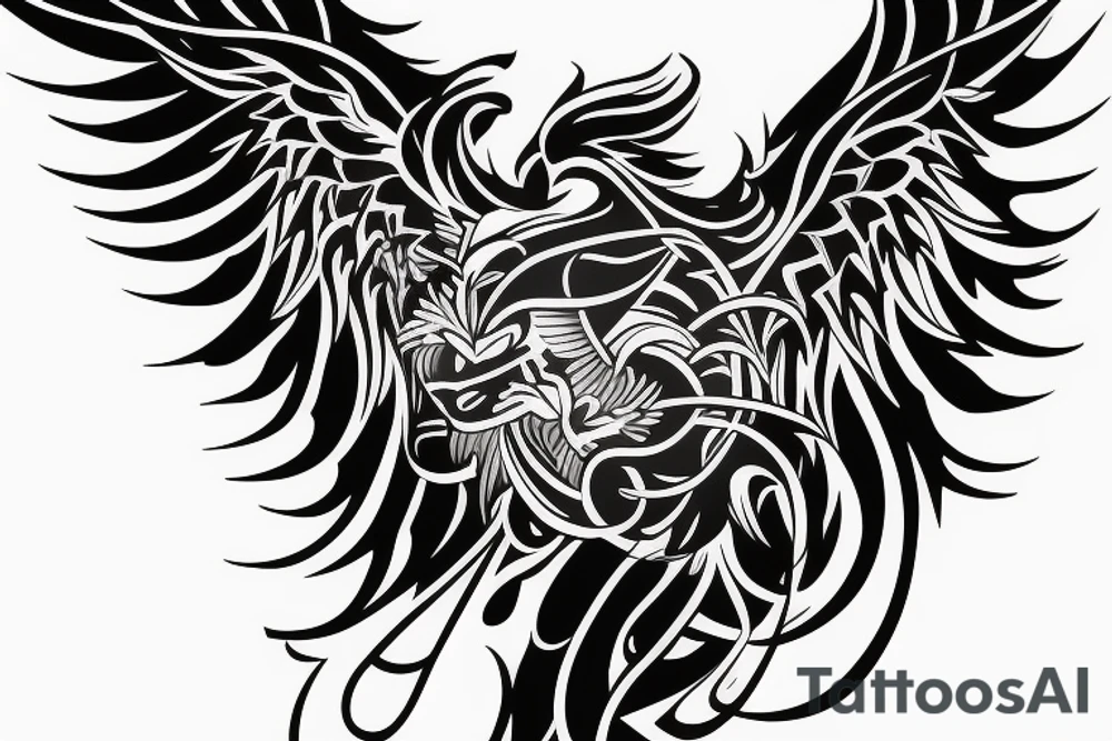 Phoenix spreading wings and rising from ashes Chest Tattoo Male tattoo idea