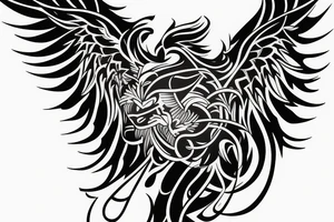 Phoenix spreading wings and rising from ashes Chest Tattoo Male tattoo idea