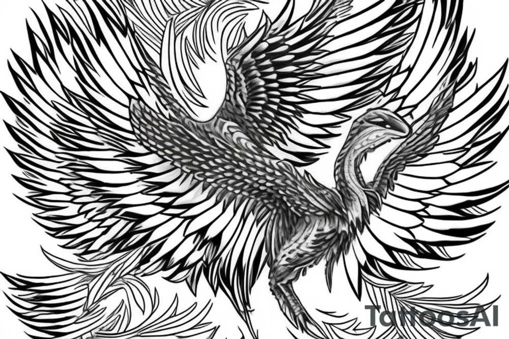 Phoenix spreading wings and rising from ashes Chest Tattoo Male tattoo idea