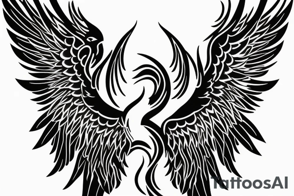 Phoenix spreading wings and rising from ashes Chest Tattoo Male tattoo idea