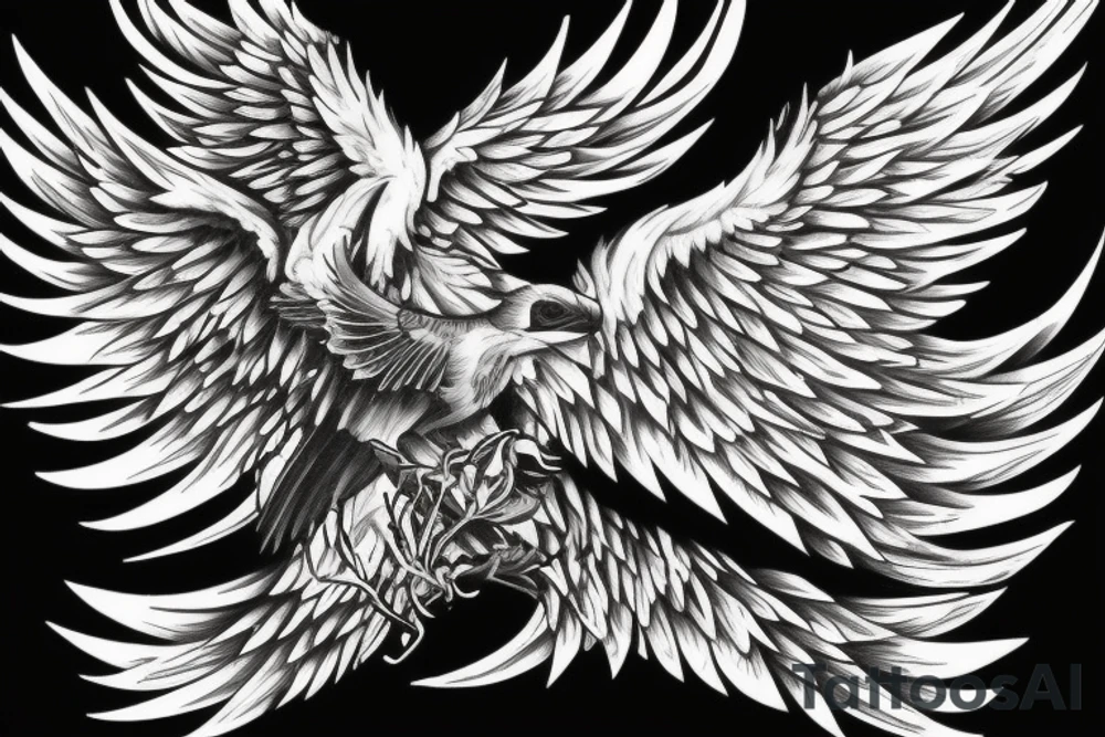 Phoenix spreading wings and rising from ashes Tattoo Male tattoo idea