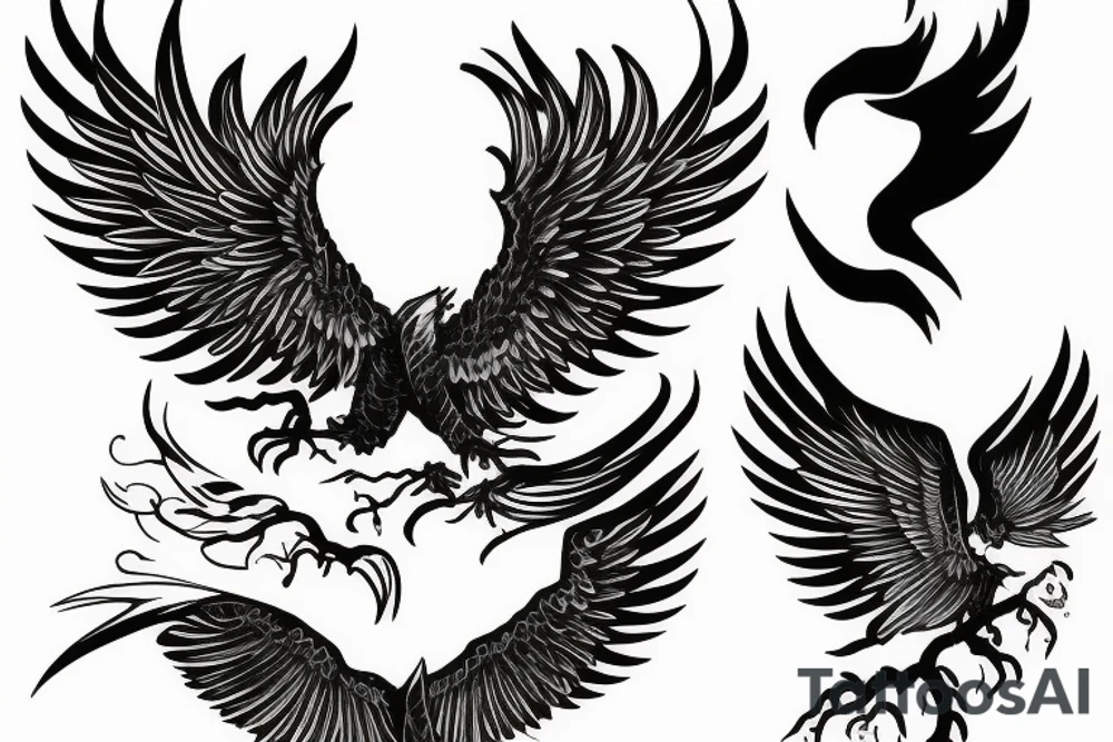 Phoenix spreading wings and rising from ashes Tattoo Male tattoo idea