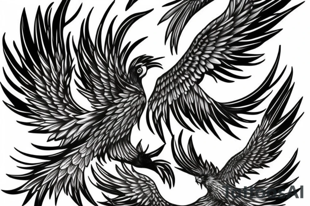 Phoenix spreading wings and rising from ashes Tattoo Male tattoo idea