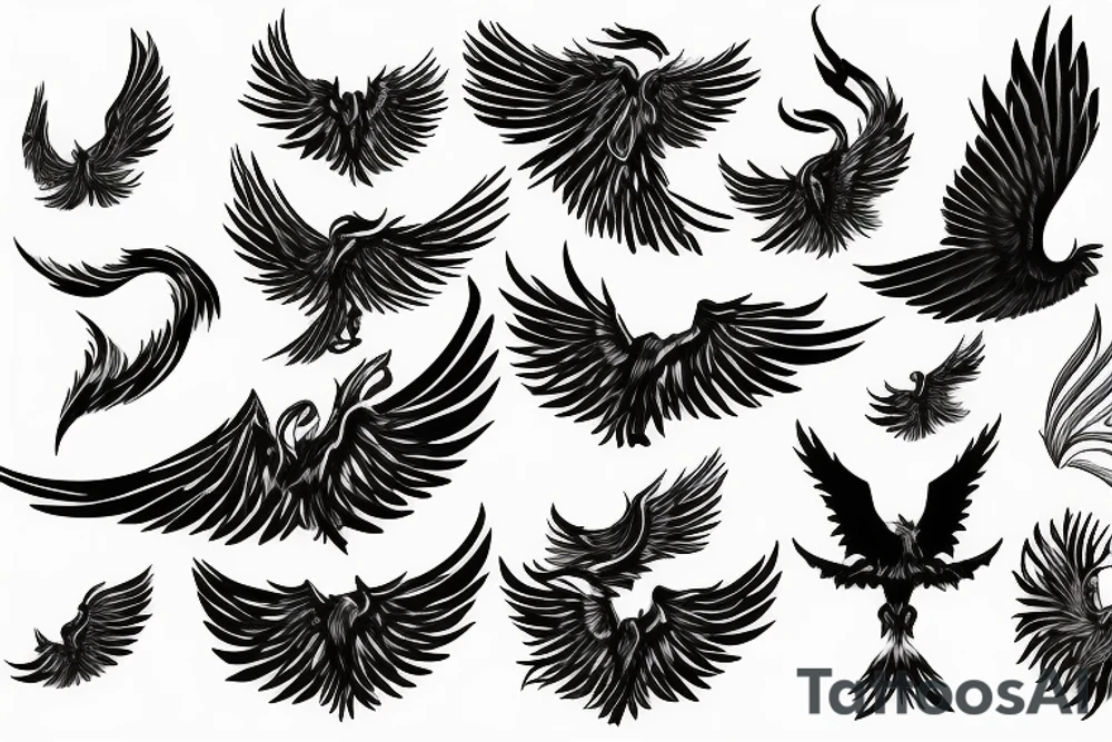 Phoenix spreading wings and rising from ashes Tattoo Male tattoo idea