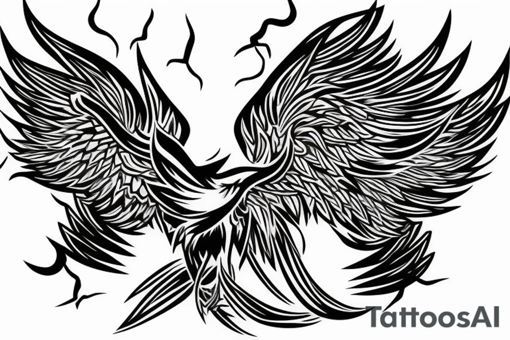 Phoenix spreading wings and rising from ashes Tattoo Male tattoo idea
