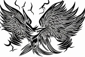 Phoenix spreading wings and rising from ashes Tattoo Male tattoo idea