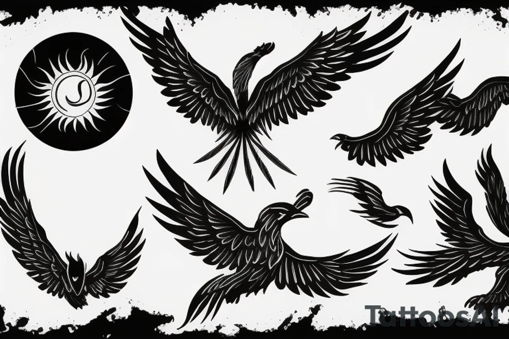 Phoenix spreading wings and rising from ashes Tattoo Male tattoo idea