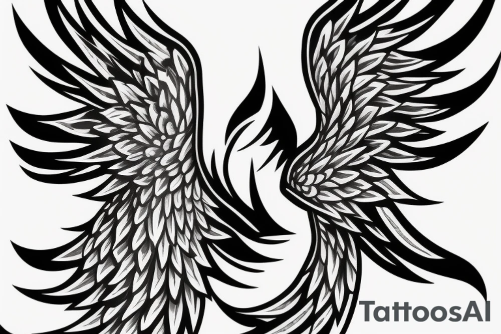 Phoenix spreading wings and rising from ashes Tattoo Male tattoo idea