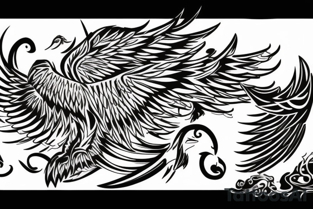 Phoenix spreading wings and rising from ashes Tattoo Male tattoo idea