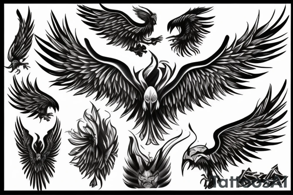 Phoenix spreading wings and rising from ashes Tattoo Male tattoo idea
