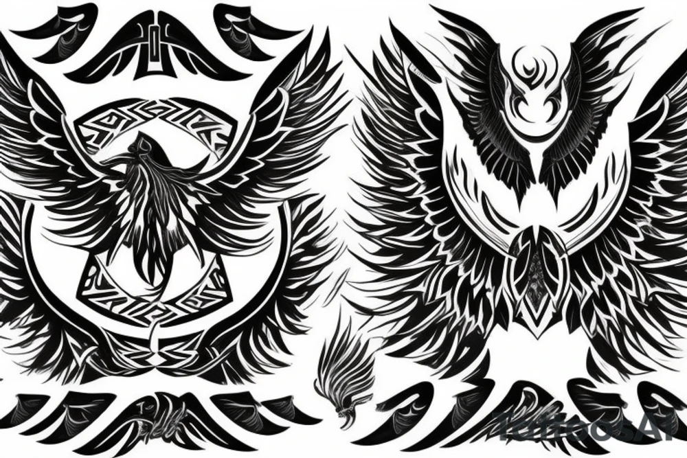 Phoenix spreading wings and rising from ashes Tattoo Male Chest tattoo idea