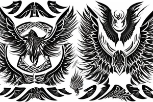 Phoenix spreading wings and rising from ashes Tattoo Male Chest tattoo idea