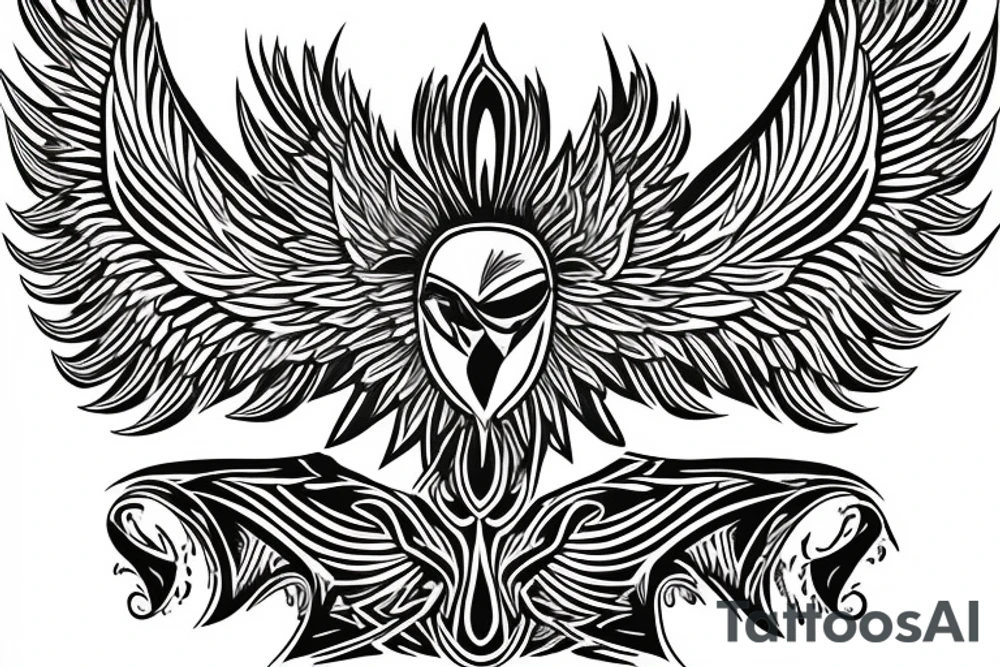 Phoenix spreading wings and rising from ashes Tattoo Male Chest tattoo idea