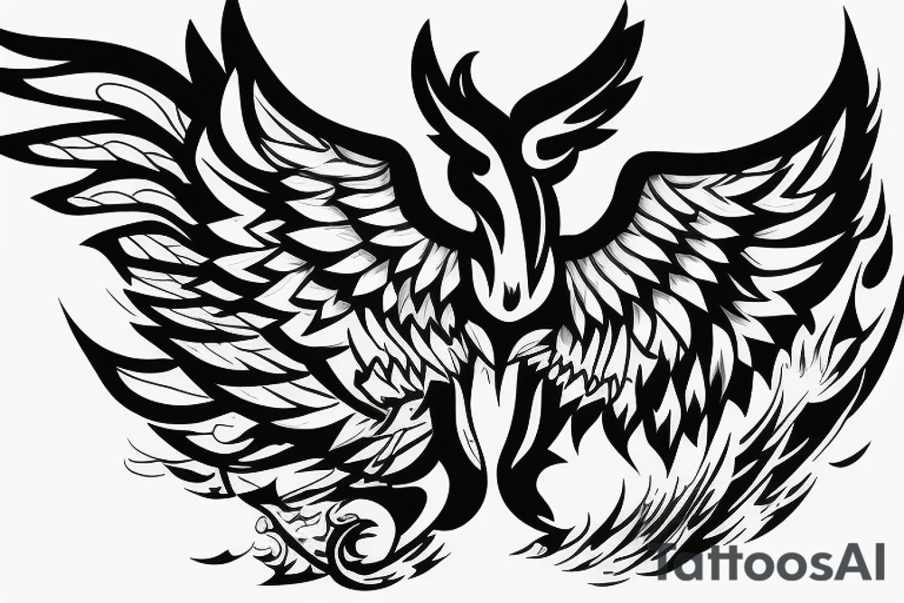Phoenix spreading wings and rising from ashes Tattoo Male Chest tattoo idea