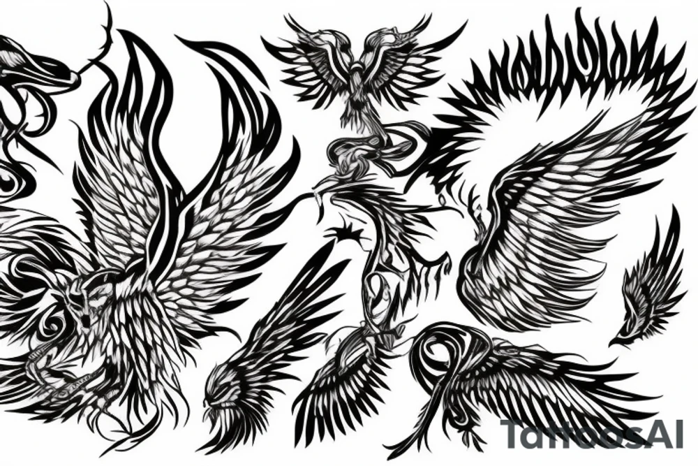 Phoenix rising from the ashes tattoo idea