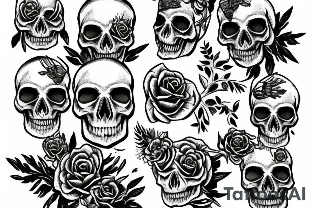 Skull with nature tattoo idea