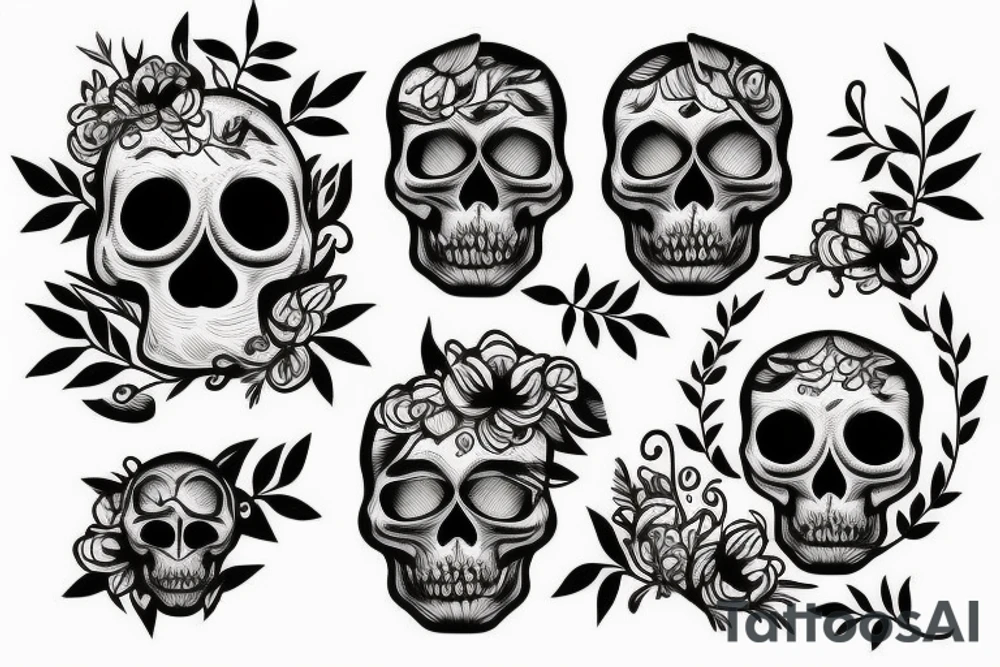 Skull with nature tattoo idea