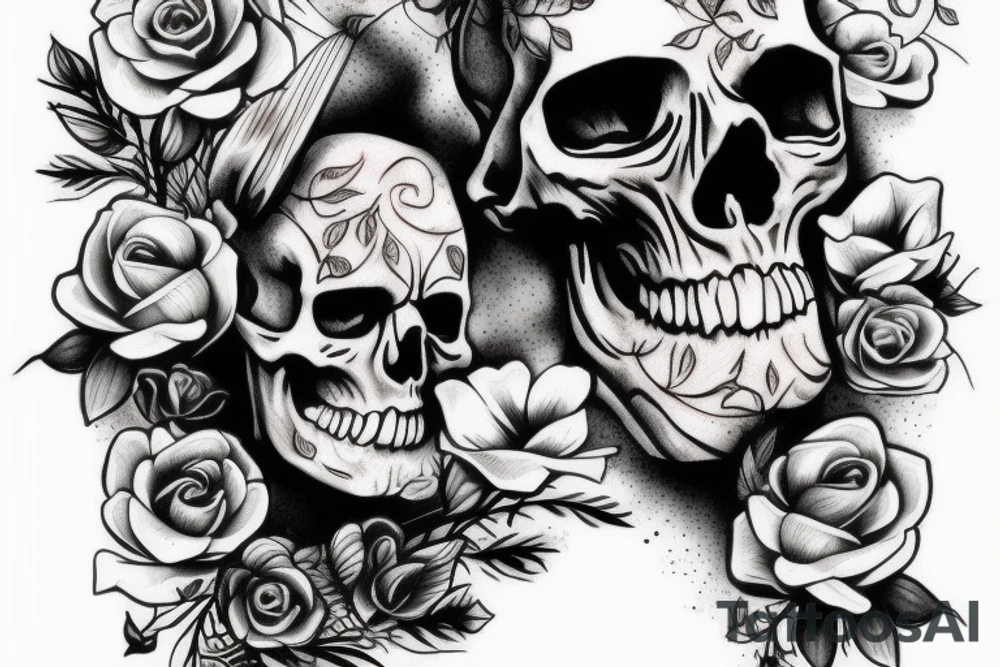 Skull with nature tattoo idea